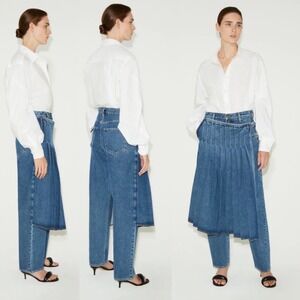 NWT NEW GOLDSIGN Denim Kilt Jean Skirt Over Jeans Convertible Size 25 Cotton